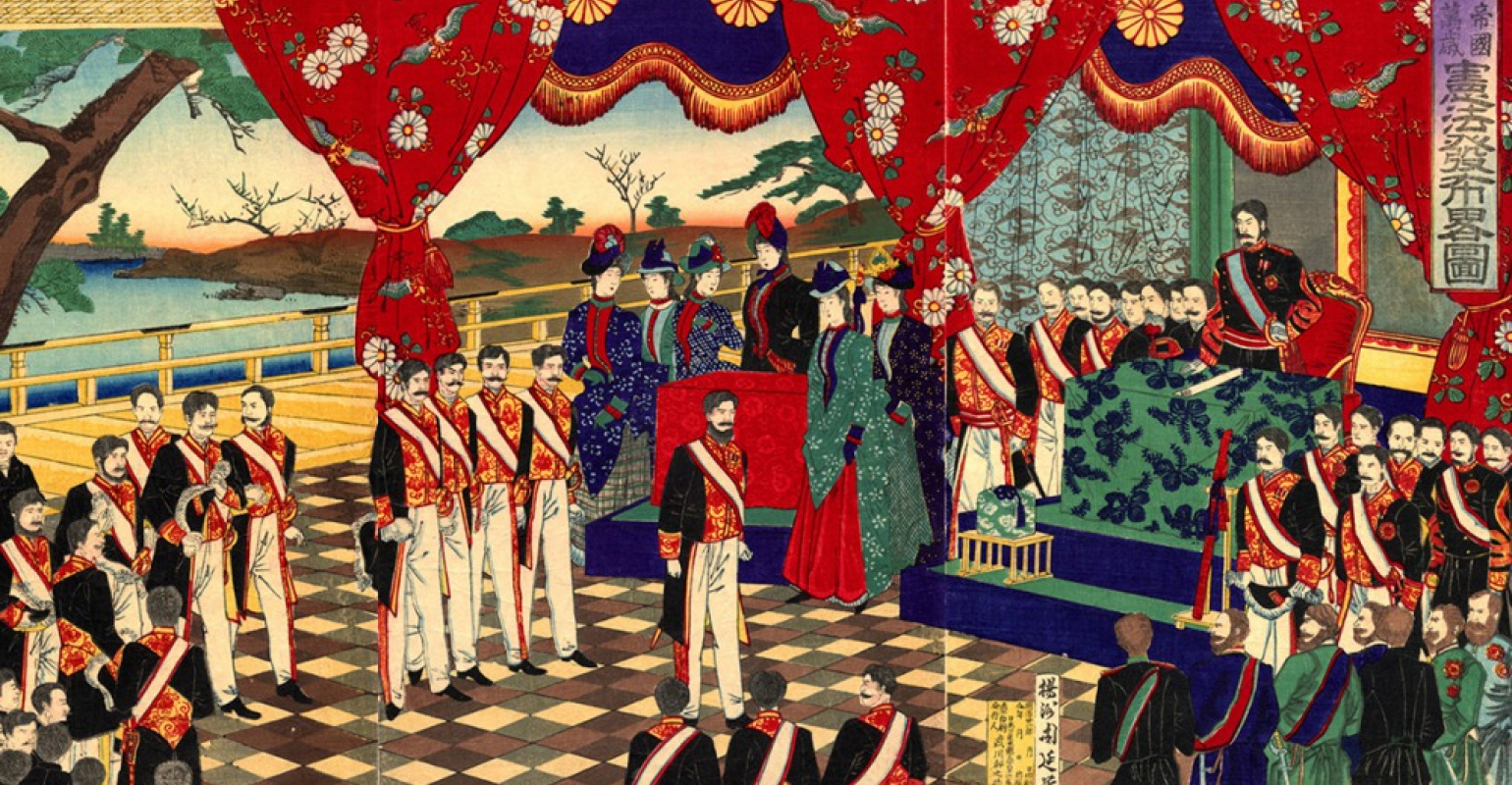 浮世繪「憲法発布略図」（豊原周延繪製，取自wiki）