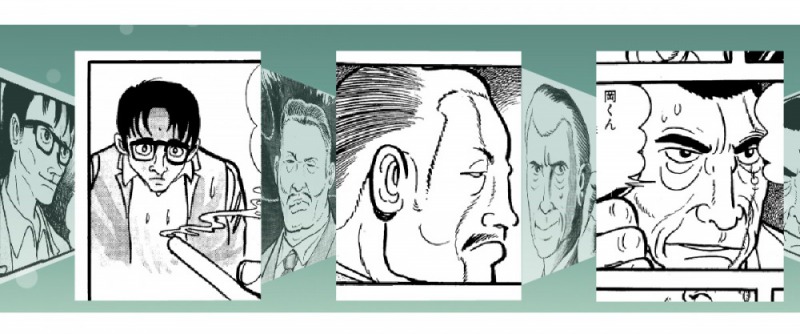 手塚治虫作品〈惡魔的開幕〉書中人物，左起：岡重明、丹波首相、老師。（圖片取自官網）